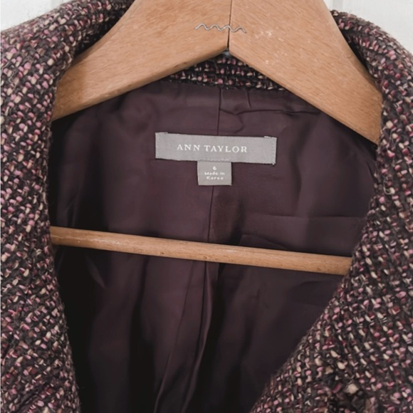 Ann Taylor Wool Tweed Two Piece Set Blazer Skirt Fringe Women 6 Office Feminine - Picture 10 of 16